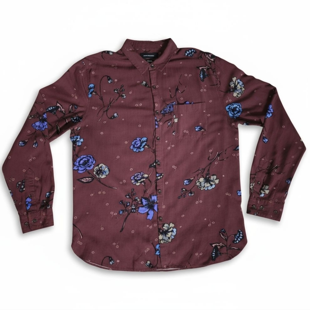 Urban Outfitters Maroon Floral Button-Up Shirt